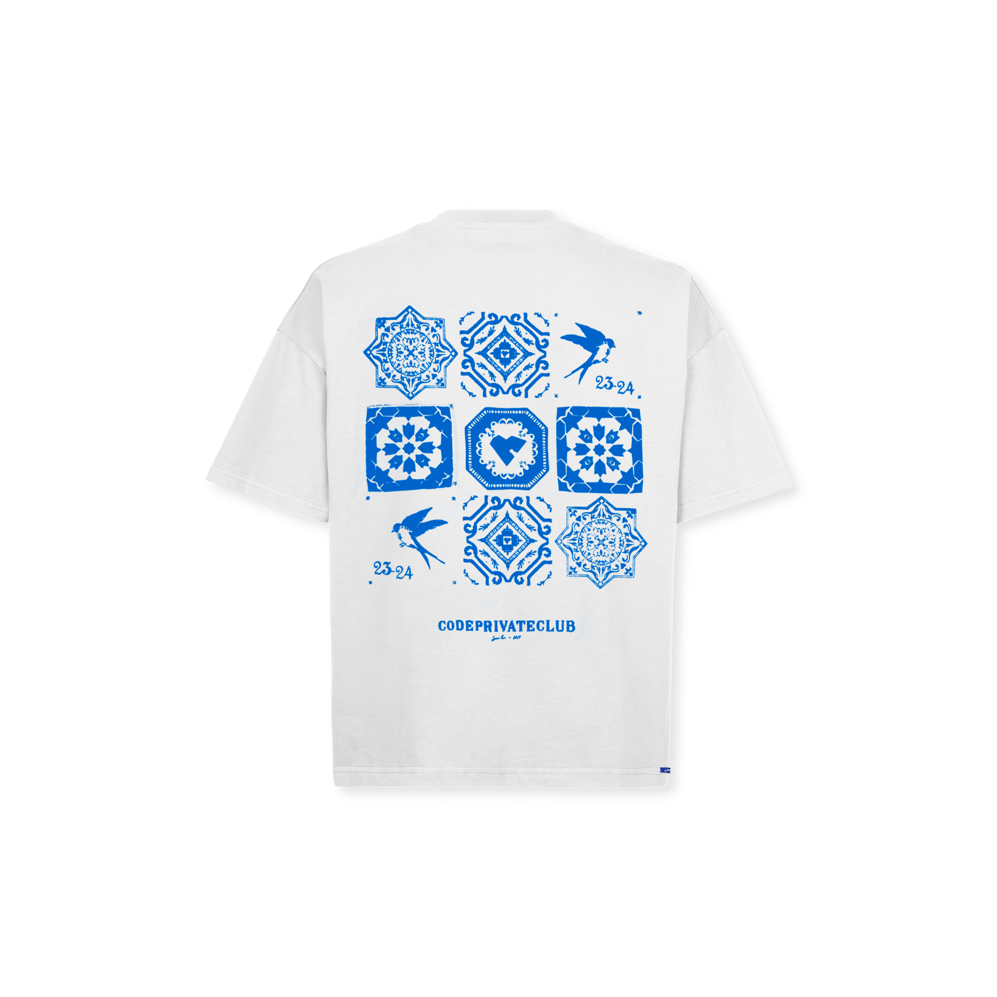 AZULEJOS T-SHIRT WHITE BLUE – CODEPRIVATECLUB